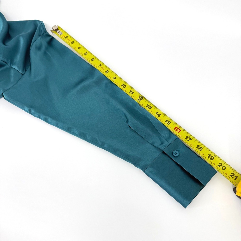 Lilysilk Mulberry Silk Wrapover Cropped Shirt Blouse Adriatic Blue Women Org$185 - Picture 11 of 12